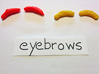 Eyebrows made of playdough