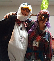 A Penguin and a pirate costumes