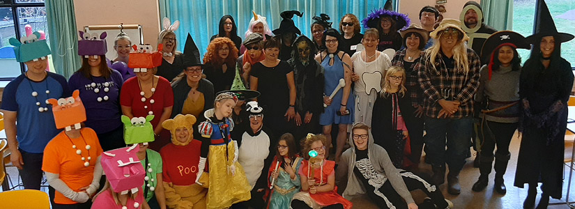 Staff and students dressed up for Halloween